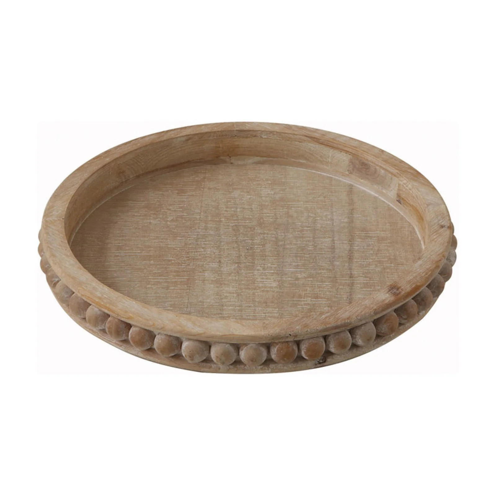 3R Studios Whitewashed Round Decorative Wood Tray - Walmart.com | Walmart (US)