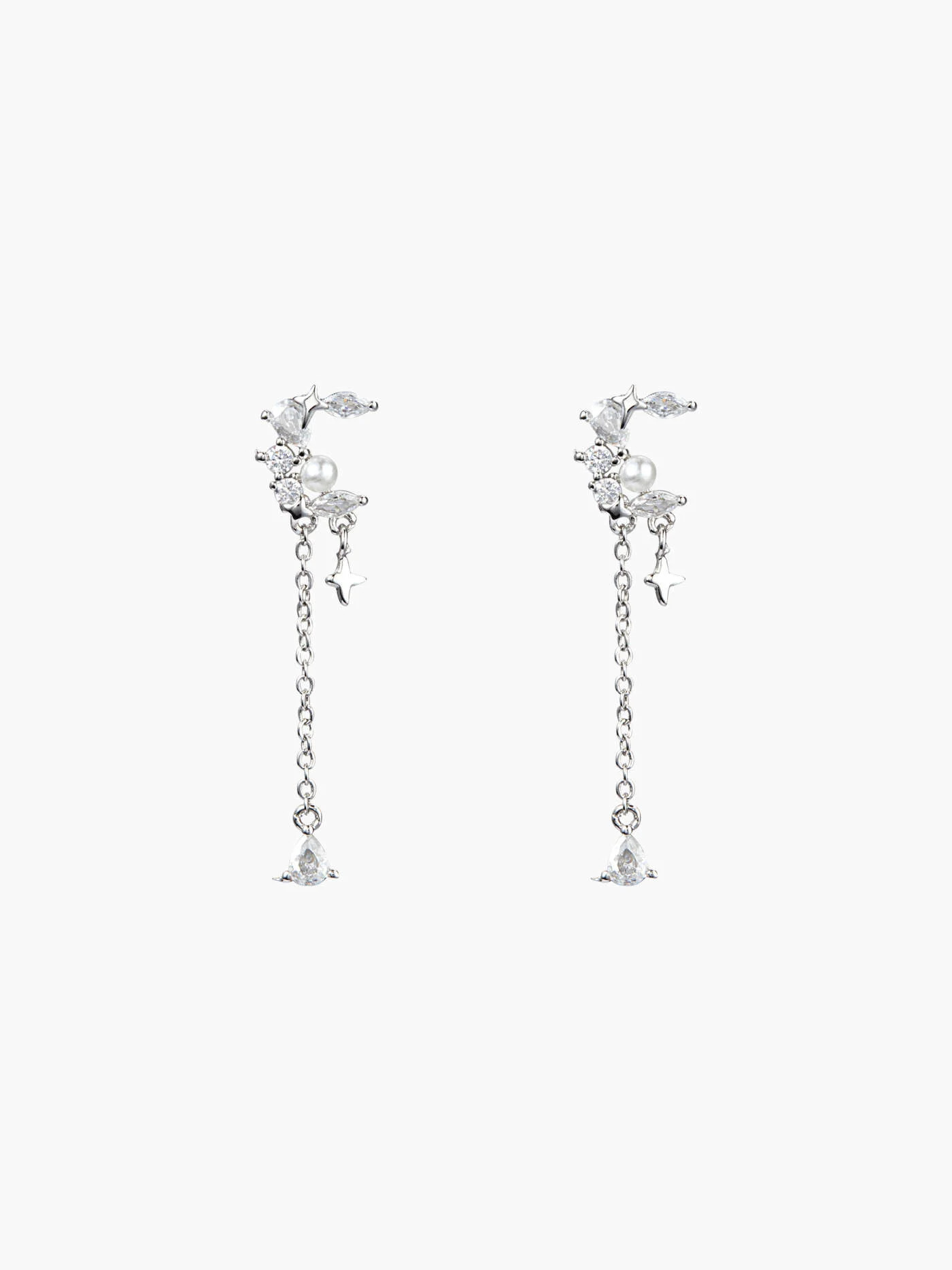 Copper FAUX PEARL & RHINESTONE DECOR MOON DROP EARRINGS For Party/Clubbing | Cider