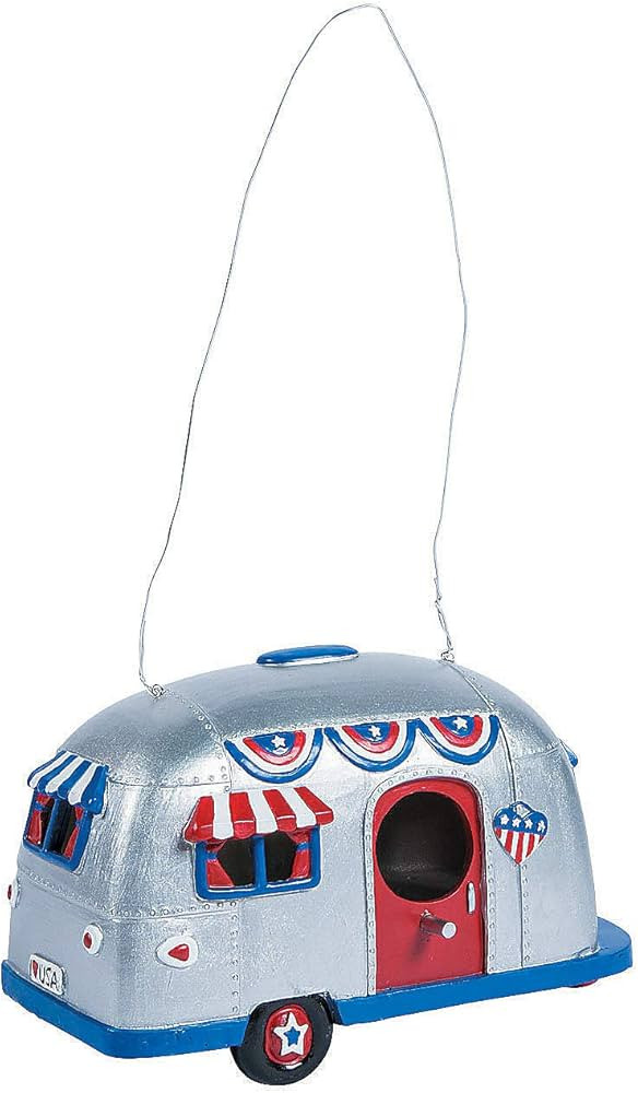 Fun Express Patriotic Camper Birdhouse - USA Outdoor Home Decor | Amazon (US)