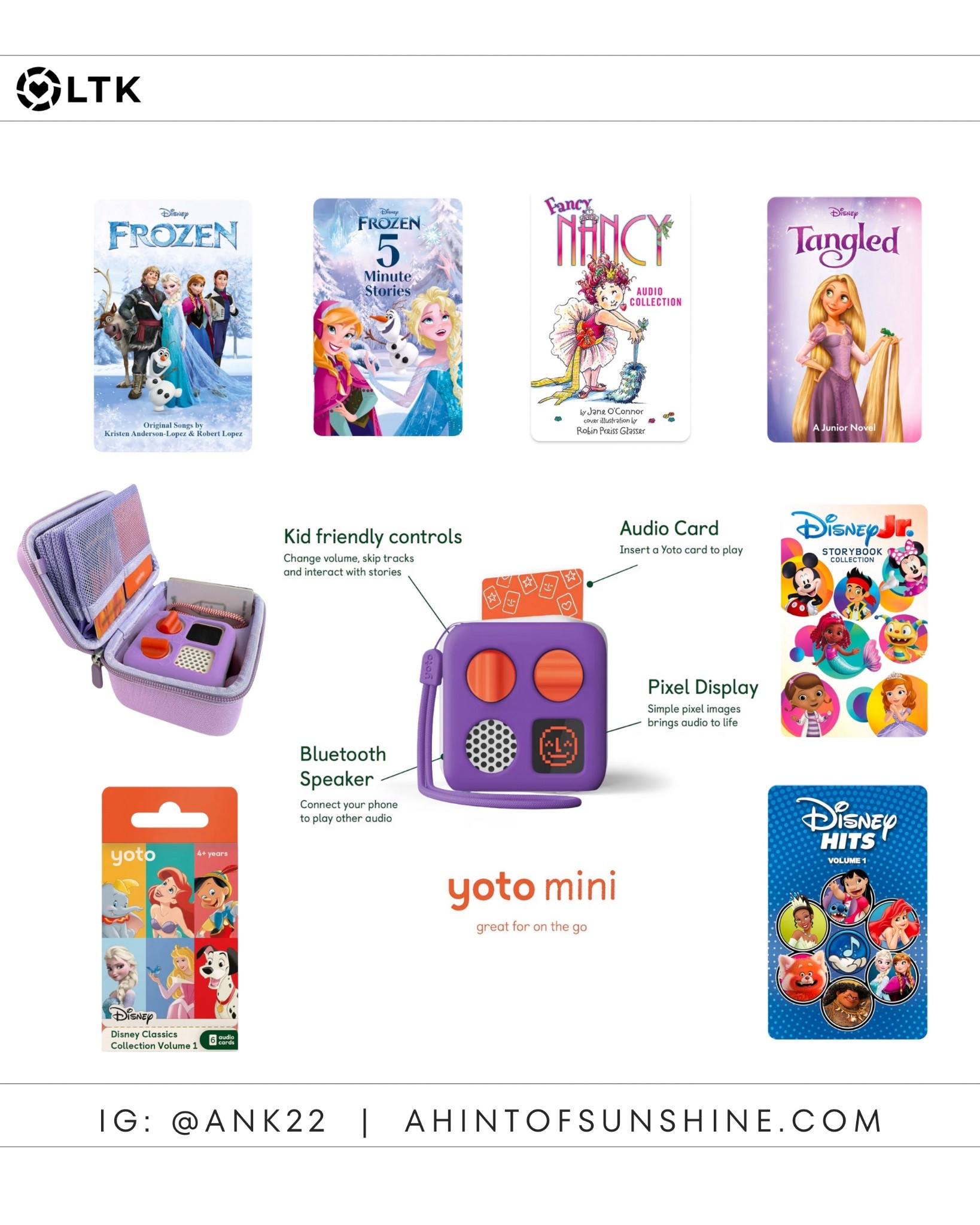 Yoto screen-free travel speaker is perfect for little ones who love music and story time. You can buy blank cards and record your own messages, read book, sing songs, etc. 

#LTKKids #LTKstorytime #LTKTravel
