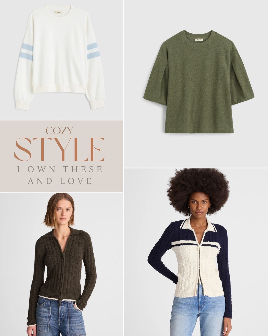 I own these stylish sweatshirts and cardigans!  I love cozy clothes that are stylish too!

#LTKmomlife #LTKOver40 #LTKSaleAlert