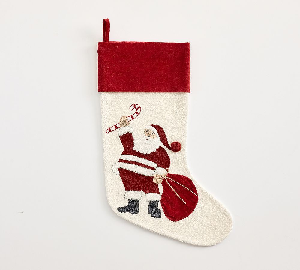 Crewel Stocking Medium Santa | Pottery Barn (US)