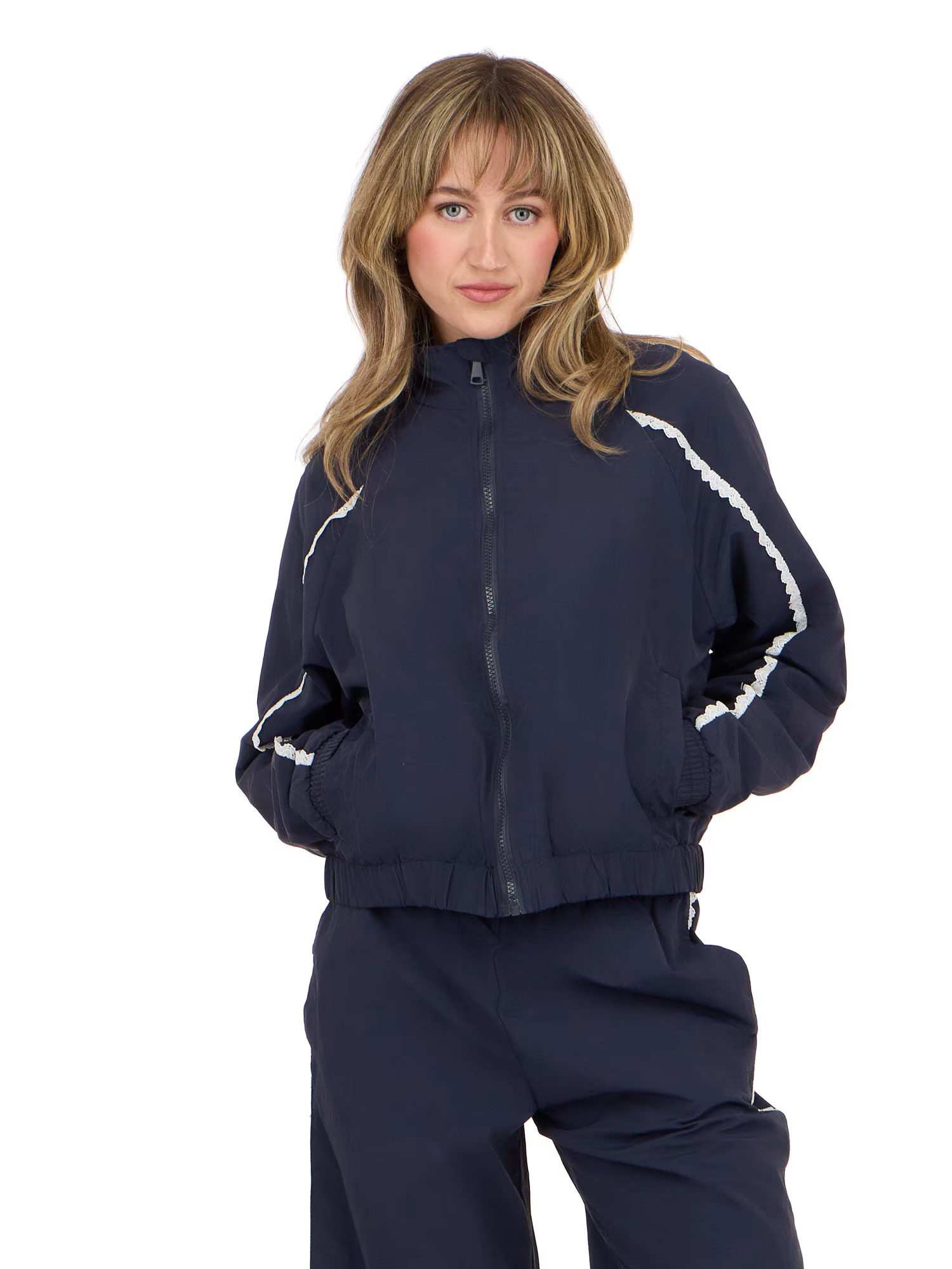 Forever 21 Women's Windbreaker with Zip Front and Contrast Piping Trim, Sizes XS-XL | Walmart (US)