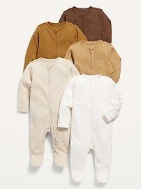 Unisex 2-Way-Zip Sleep & Play Footed One-Piece 5-Pack for Baby | Old Navy (US)