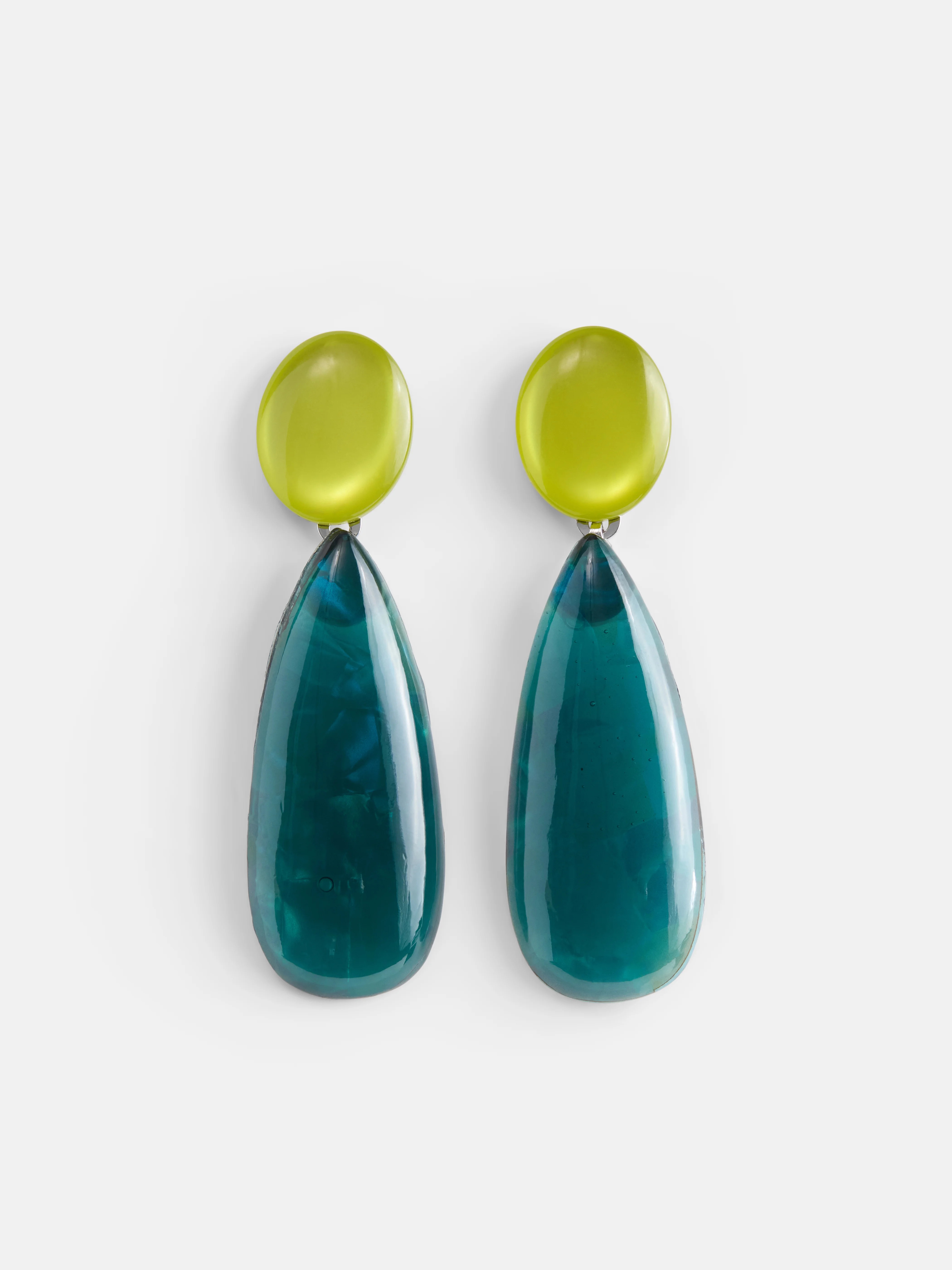 Scoop Women's Silver Tone Lime and Teal Drop Earrings, 1 Pair | Walmart (US)