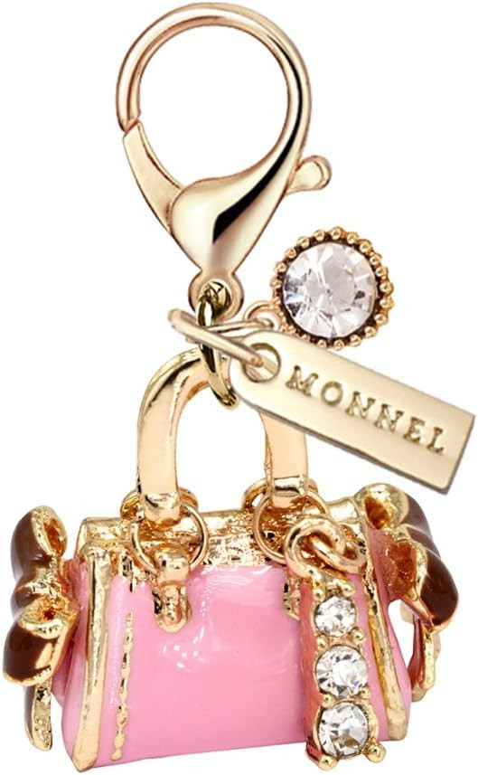 MC50 3D Pink Handbag Lobster Clasp Charms Pendants with Pouch Bag (Pink ,1 piece) | Amazon (US)