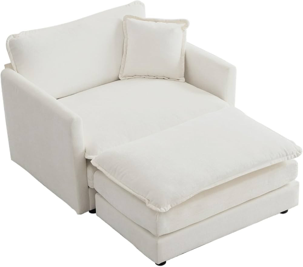 Chenille Oversized Chair with Ottoman - 41.4”W Comfy Accent Chair and Ottoman Set, Single Sofa ... | Amazon (US)
