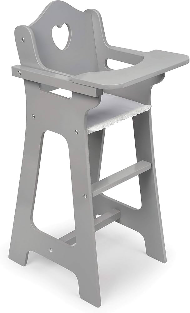 Badger Basket Toy Doll High Chair Pretend Feeding Seat for 18 inch Dolls - Gray | Amazon (US)