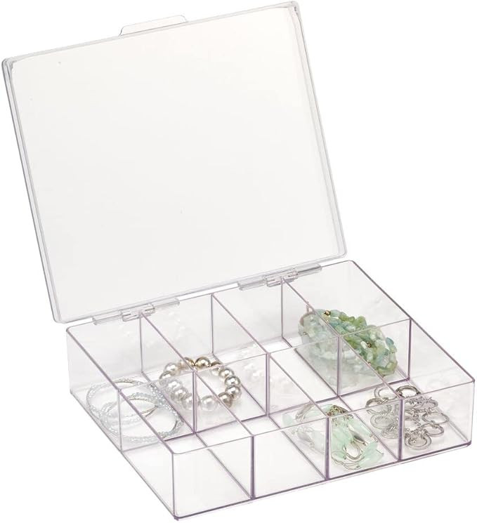 mDesign Plastic Storage Jewelry Organizer Box with Hinged Lid for Necklaces, Bracelets, Earrings,... | Amazon (US)