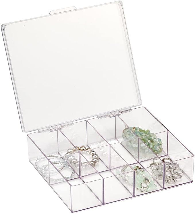 mDesign Plastic Storage Jewelry Organizer Box with Hinged Lid for Necklaces, Bracelets, Earrings,... | Amazon (US)