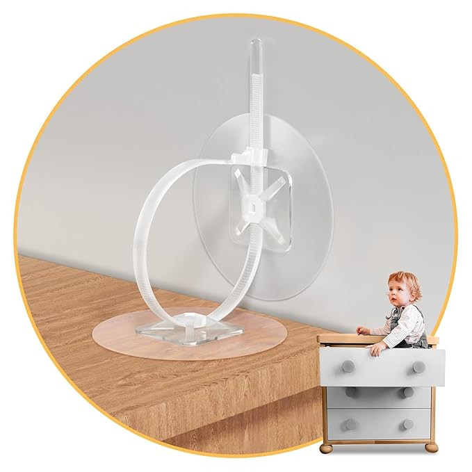 48 Pcs Anti Tip Furniture Anchors for Baby Proofing, No Drill Furniture Wall Anchors Secure Books... | Amazon (US)