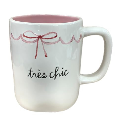 Rae Dunn Coffee Mug, Tres Chic Pink Bow, Pink Interior | Amazon (US)