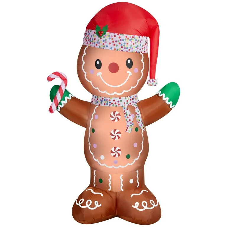 9 ft Decorated Gingerbread Boy Christmas Airblown Yard Inflatable, Multicolor, by Holiday Time | Walmart (US)