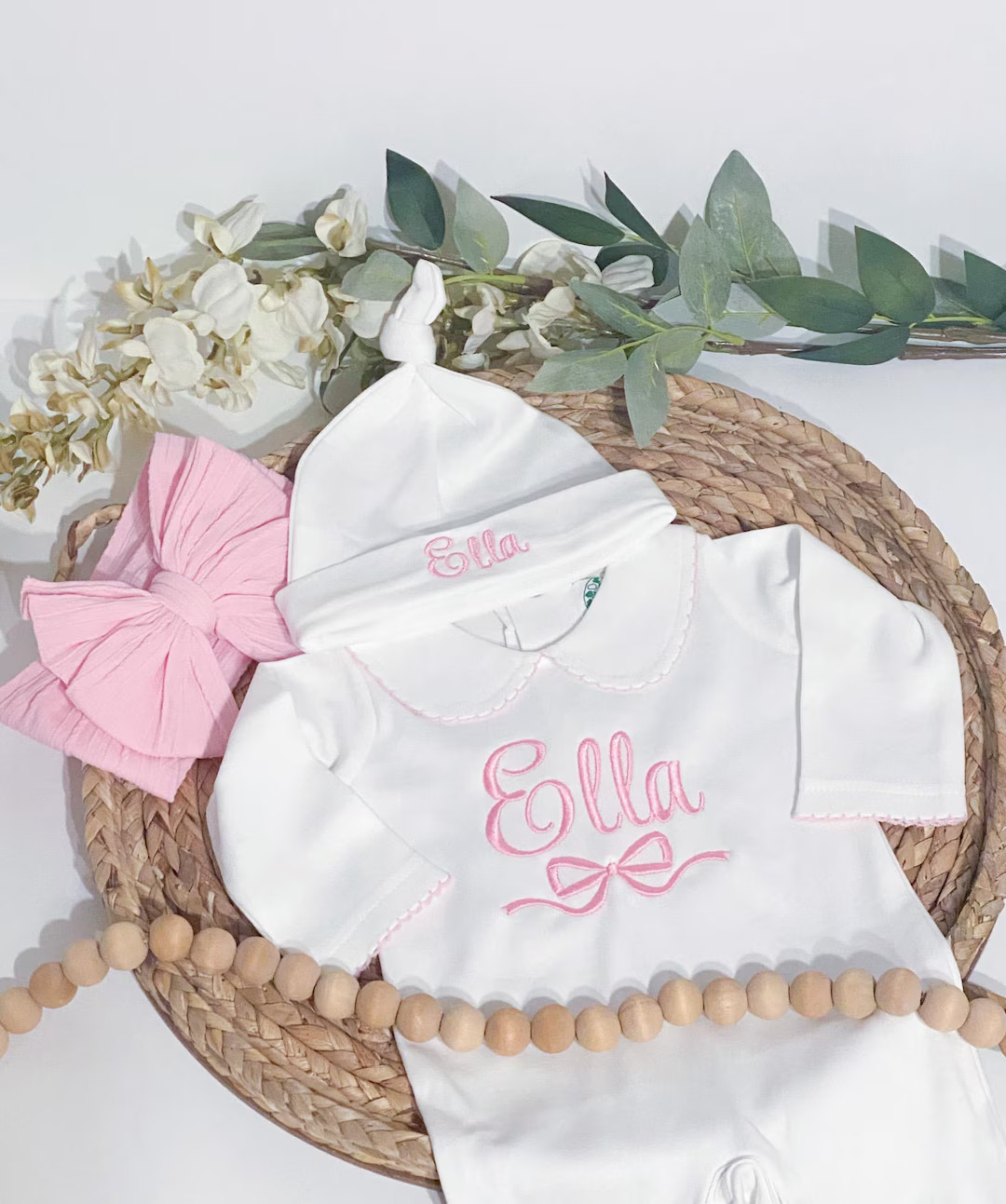 Personalized Baby Girl Coming Home Outfit, Eyelet Embroidery, Monogrammed Footie, Baby Shower Gif... | Etsy (US)