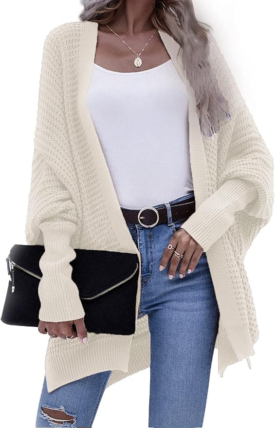 Bsicspace Womens Open Front Cardigan Sweaters Dressy Waffle Knit Casual Lightweight Oversized Wom... | Amazon (US)