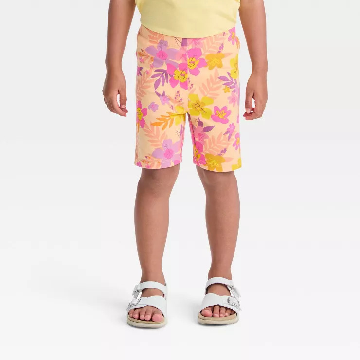 Toddler Girls' Tropical Shorts - Cat & Jack™ Peach Orange | Target