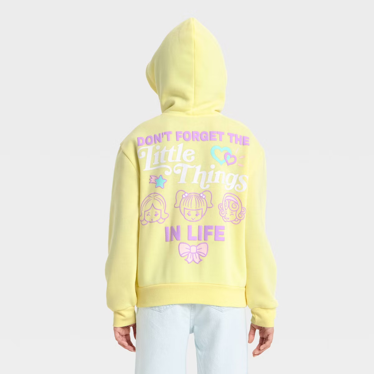 Girls' Polly Pocket Front and Back Graphic Hoodie Pullover Sweatshirt - Yellow | Target