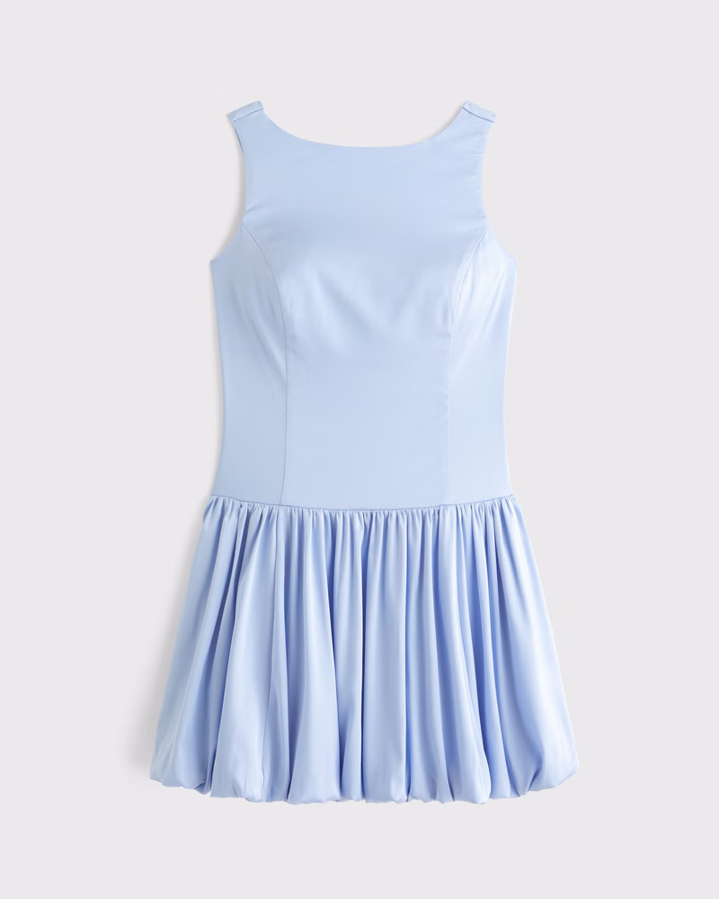High-Neck Bubble Hem Mini Dress | Abercrombie & Fitch (US)