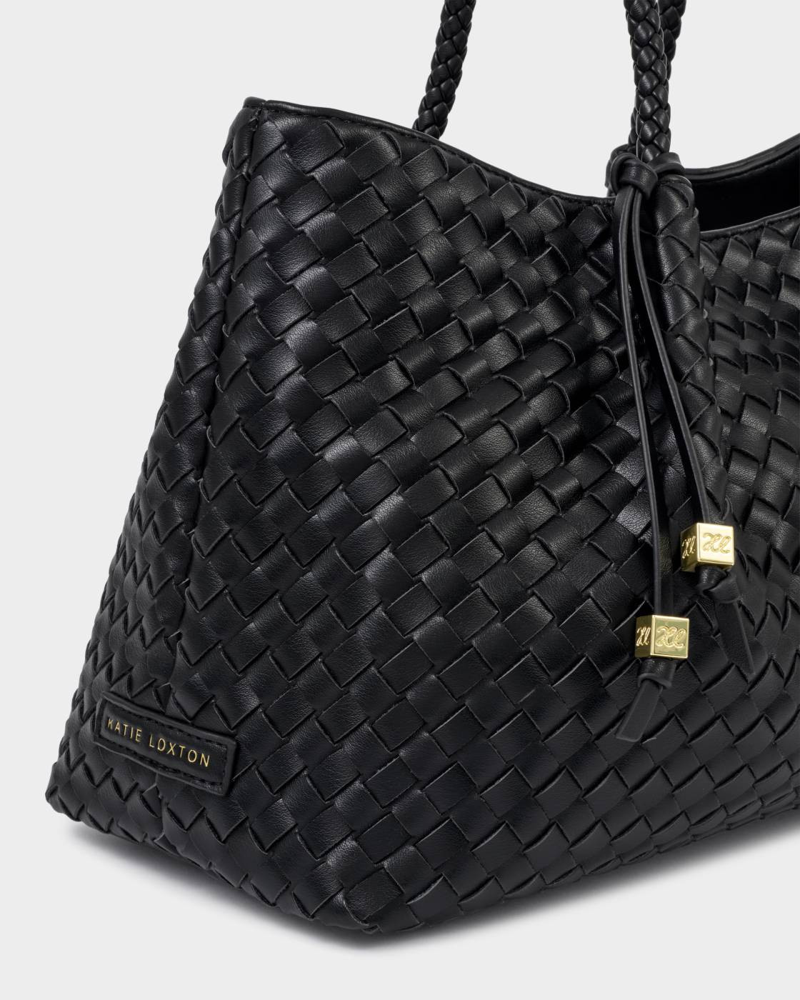 Nova Hand Woven Small Shoulder Tote in Black | Katie Loxton Ltd. (UK)