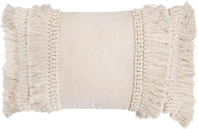 Creative Co-Op Cream Cotton & Chenille Woven Lumbar Long Fringe Pillow, 1 Count (Pack of 1) | Amazon (CA)