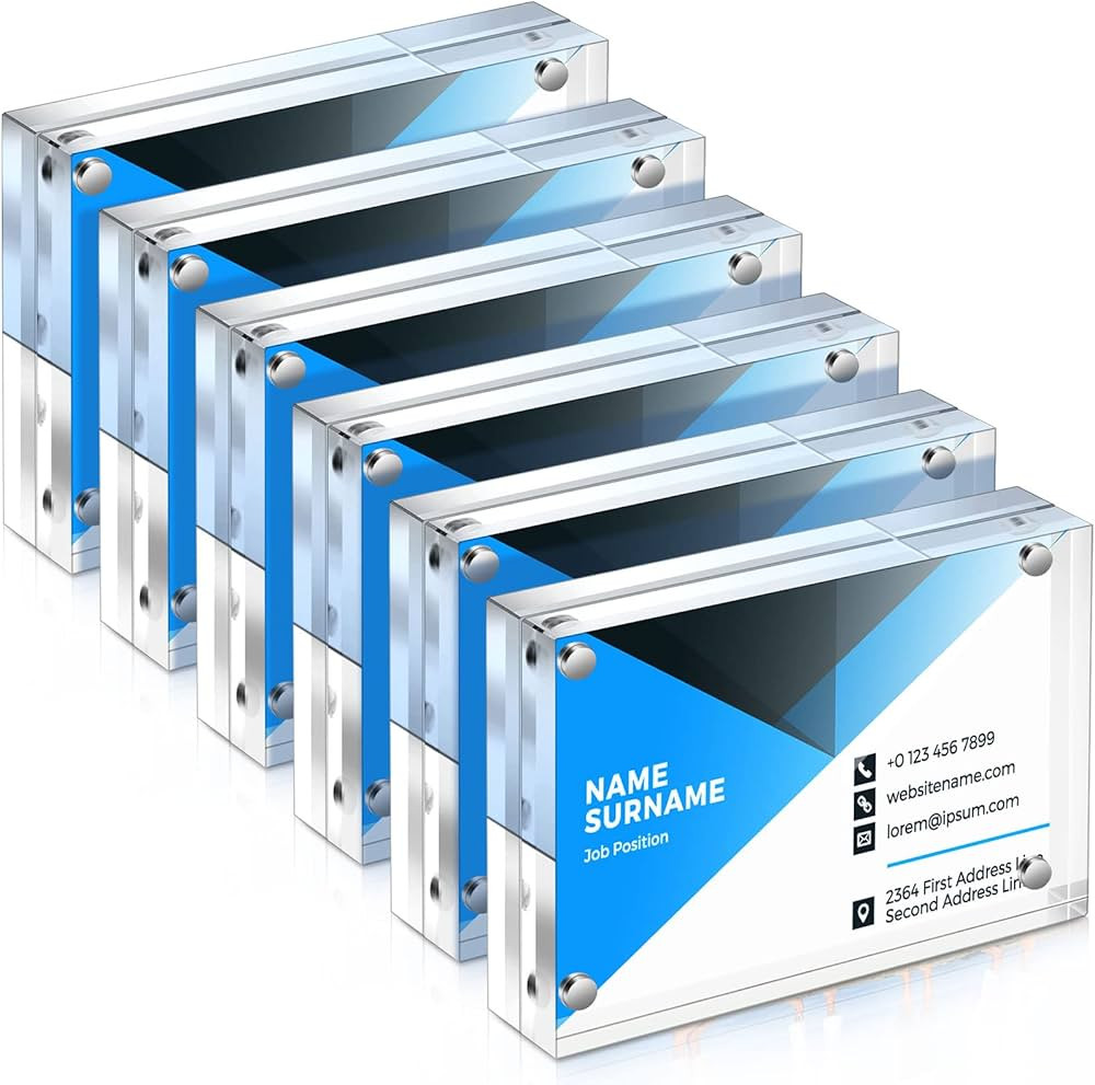 Xuhal Acrylic Business Card Frame 2.5 x 3.5 inch Clear Double Sided Magnetic Photo Block Frames, ... | Amazon (US)