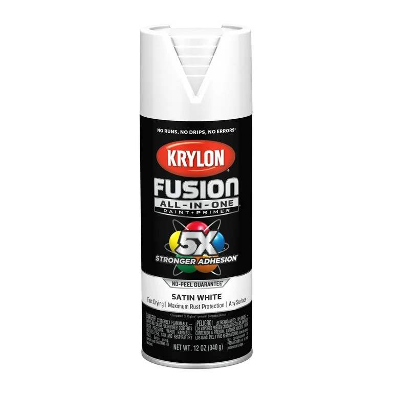 Krylon K02753007 Krylon Fusion All-In-One White Satin 12 oz Spray Paint, Multi-Surface, (1 Piece,... | Walmart (US)