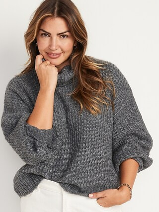 Heathered Shaker-Stitch Turtleneck Sweater for Women | Old Navy (US)
