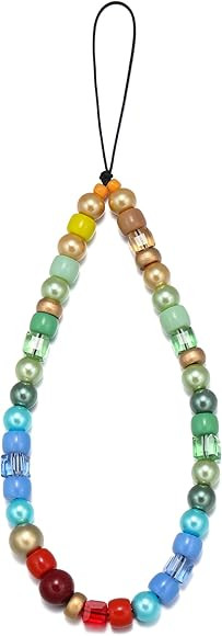 S.J JEWELRY Beaded Phone Charm Colorful Phone Lanyard Crystal Pearl Phone Strap Handmade Phone Wr... | Amazon (US)