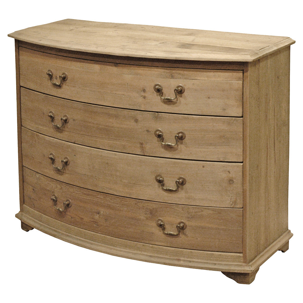 Fatima French Country Pine Bowfront 4 Drawer Dresser | Kathy Kuo Home