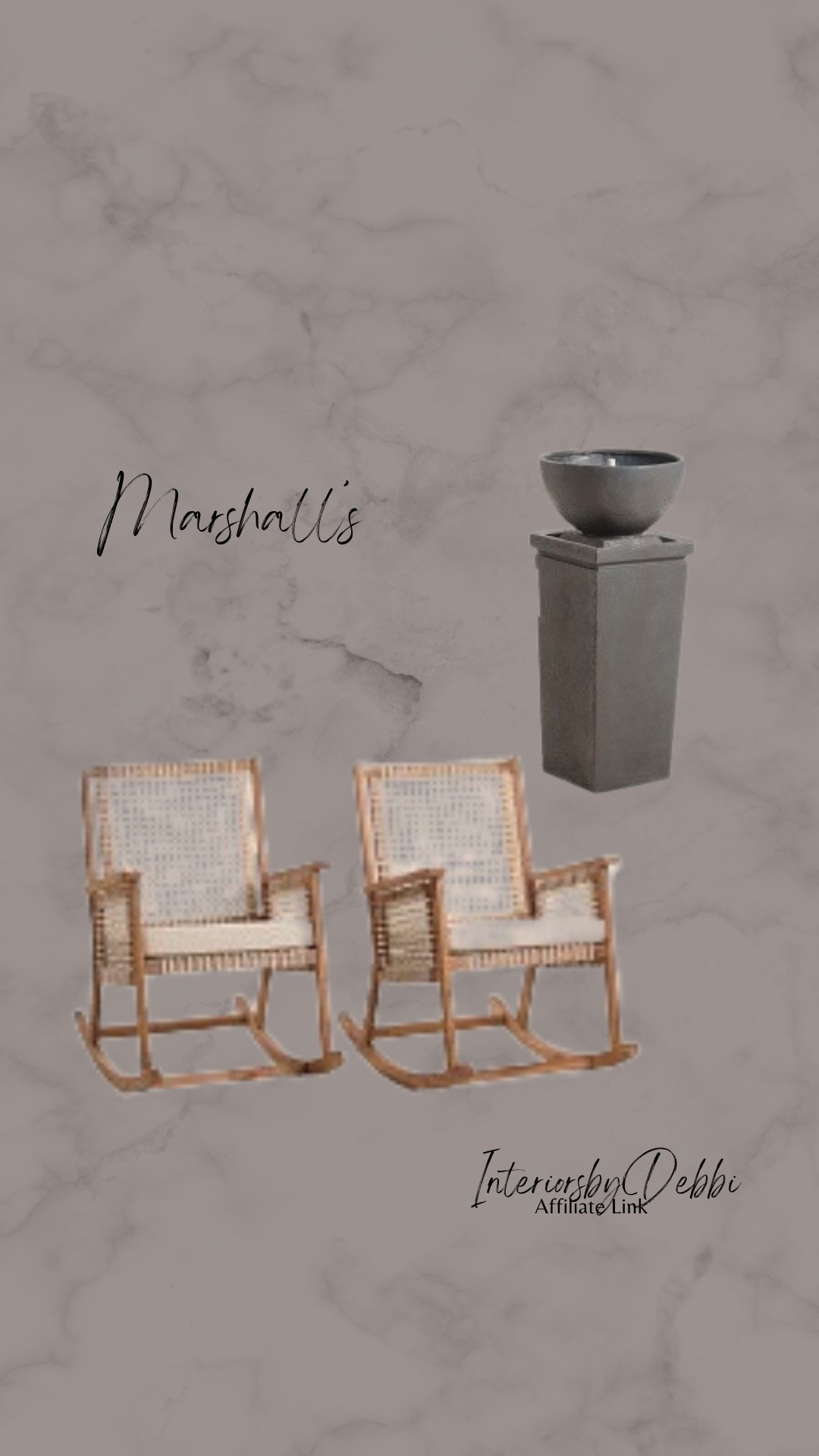 Marshall’s Finds
Outdoor rockers, outdoor fountain, 

transitional home, modern decor, amazon find, amazon home, target home decor, mcgee and co, studio mcgee, amazon must have, pottery. barn, Walmart finds, affordable decor, home styling, budget friendly, accessories, neutral decor, home finds, buy new arrival, coming soon, sale alert, high end look for less, Amazon favorites, Target finds, cozy, modern, earthy, transitional, luxe, romantic, home decor, budget friendly decor #marshalls

#LTKSeasonal #LTKHome