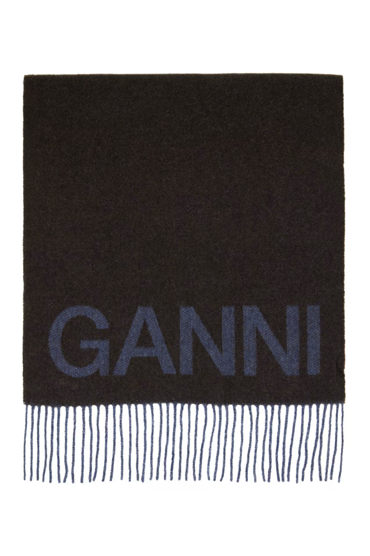 GANNI - Brown & Blue Fringed Scarf | SSENSE
