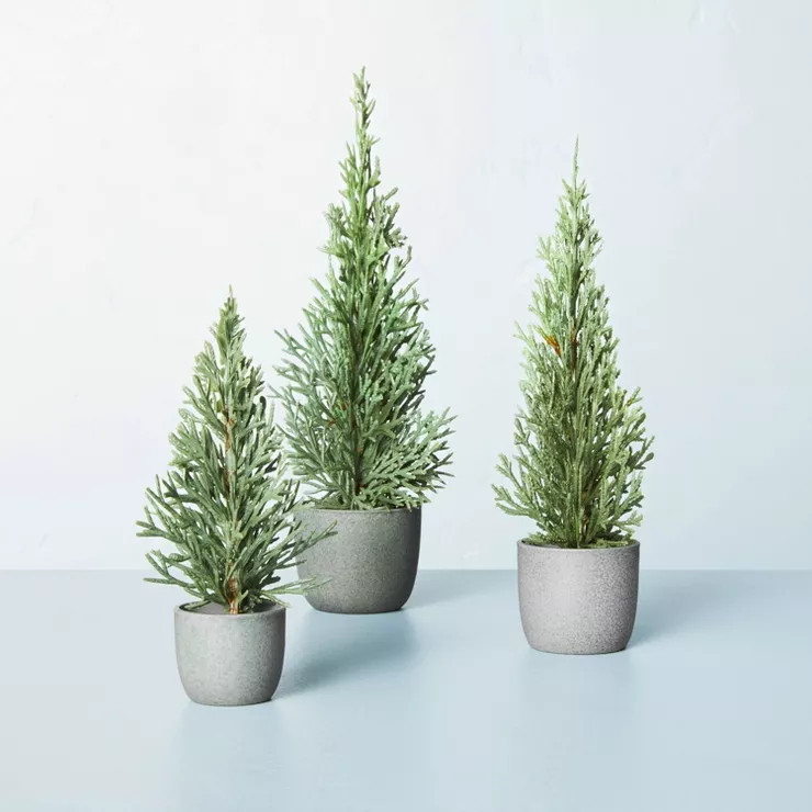 3pk Mini Potted Faux Cedar Tree Set - Hearth & Hand™ with Magnolia | Target