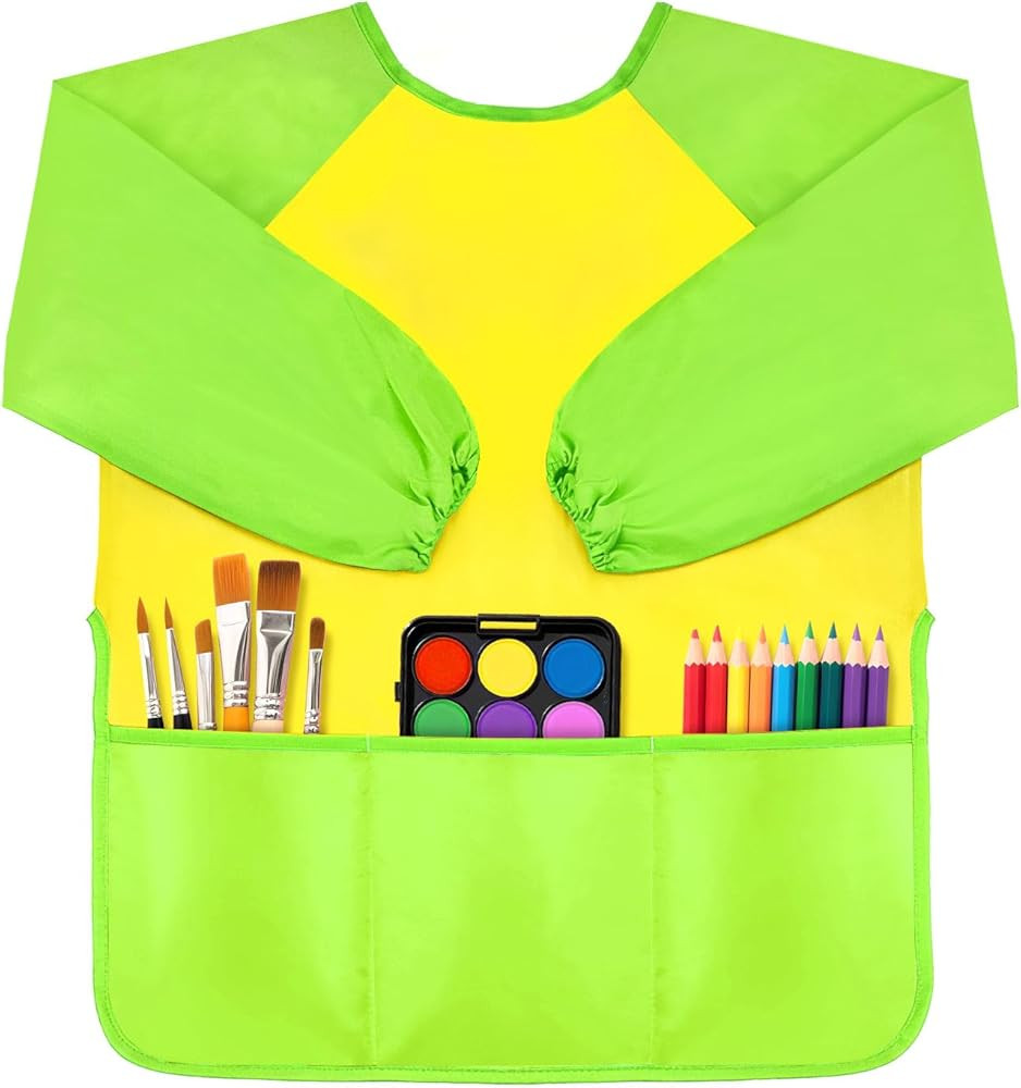 Art Smock for Kids, Toddler Paint Smock Painting Apron, Children Apron With Long Sleeve and 3 Poc... | Amazon (US)