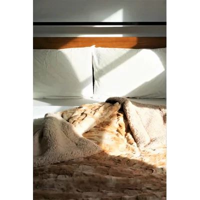 Thornby Faux Fur Blanket Latitude Run Color: Desert Tan, Size: 50" W x 65" L | Wayfair North America