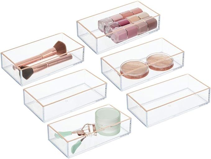 mDesign Makeup Organizer for Bathroom Drawers, Vanity, Countertop: Storage Bins for - Makeup Brus... | Amazon (US)