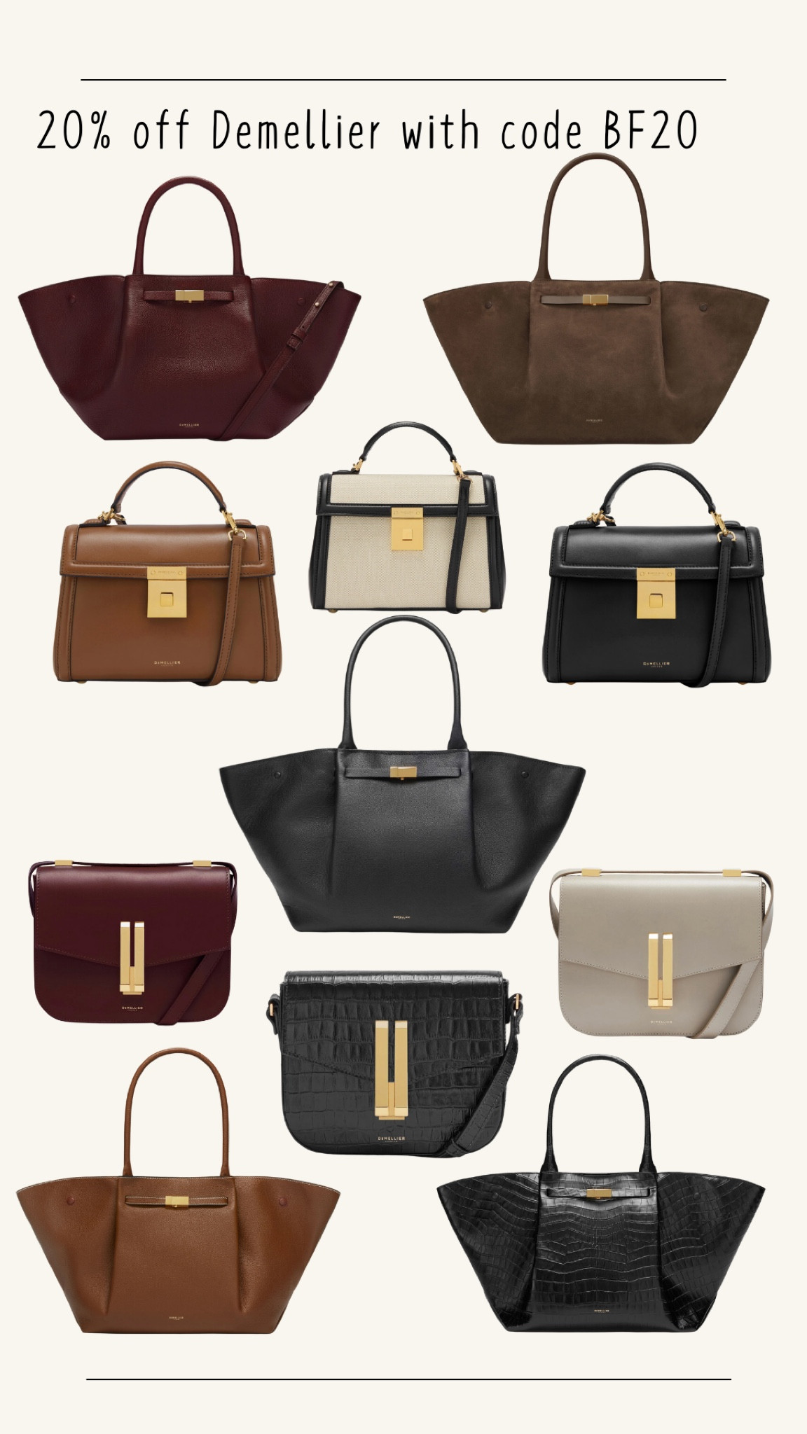 I’ve you’ve been after a Demellier bag - now is the time! Save 20% with code BF20

#LTKautumn #LTKCyberWeek #LTKuk