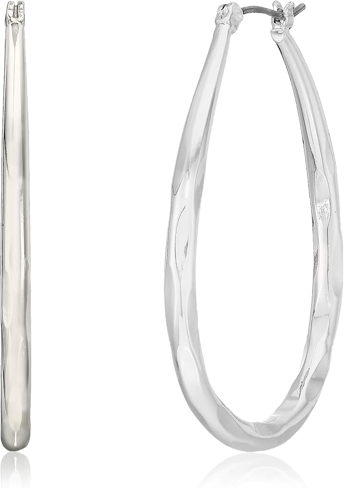 NINE WEST Women's Silver Teardrop Hoop Earrings | Amazon (US)