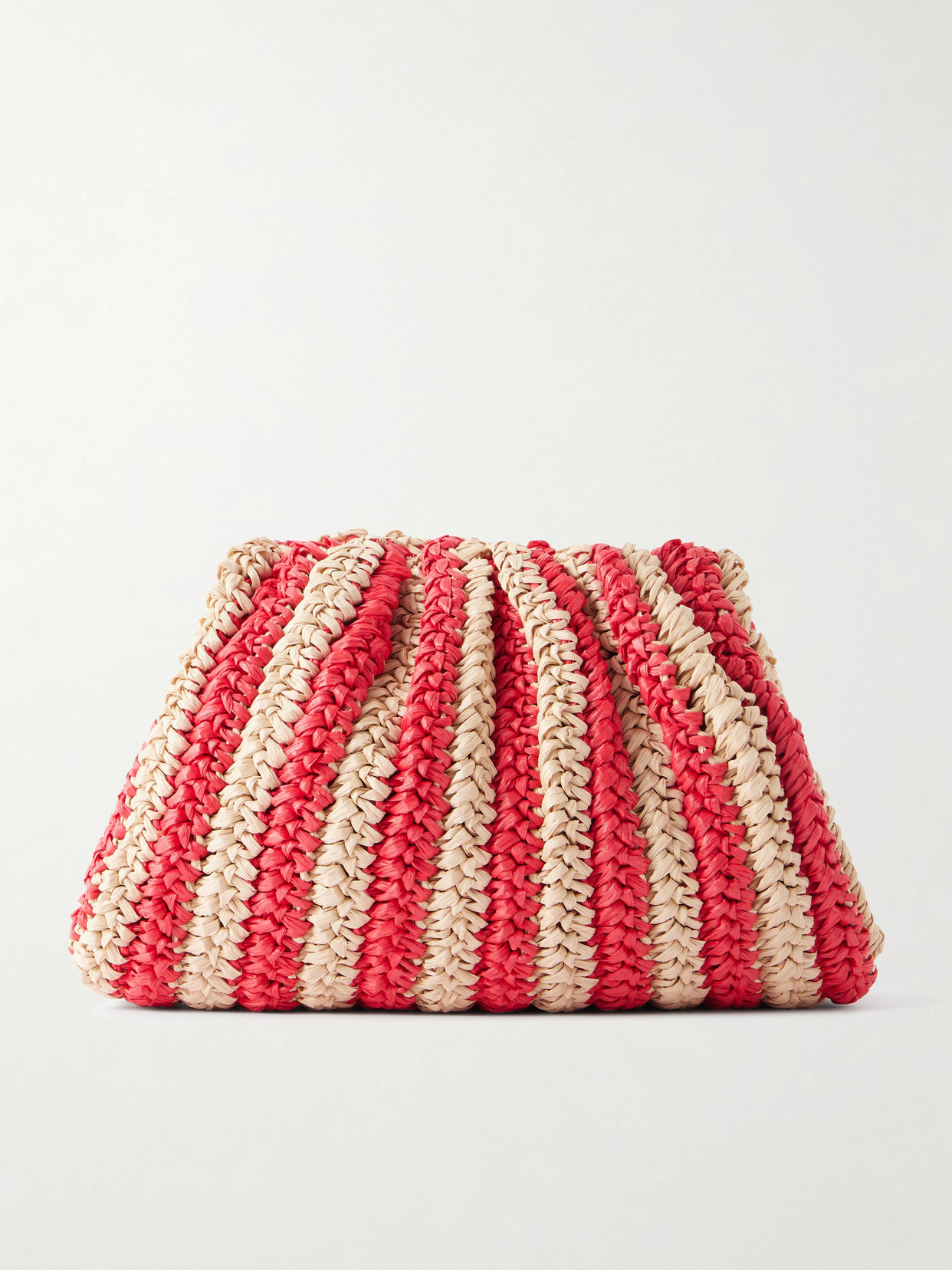 Loeffler Randall - Bailey Striped Crocheted Raffia Clutch - Red | NET-A-PORTER (US)