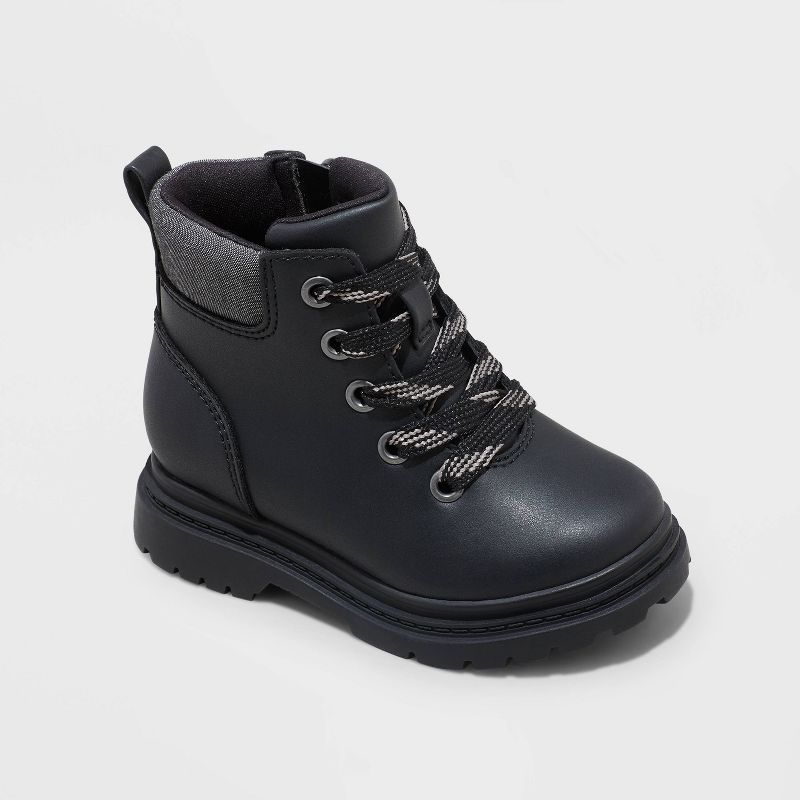 Toddler Boys' Axel Zipper Slip-On Combat Boots - Cat & Jack™ Black | Target