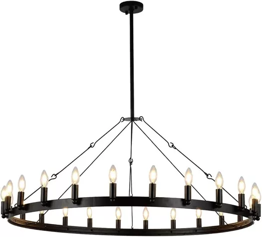 Durent Lighting Brass Chandelier with 6 Fabric Shades, Traditional