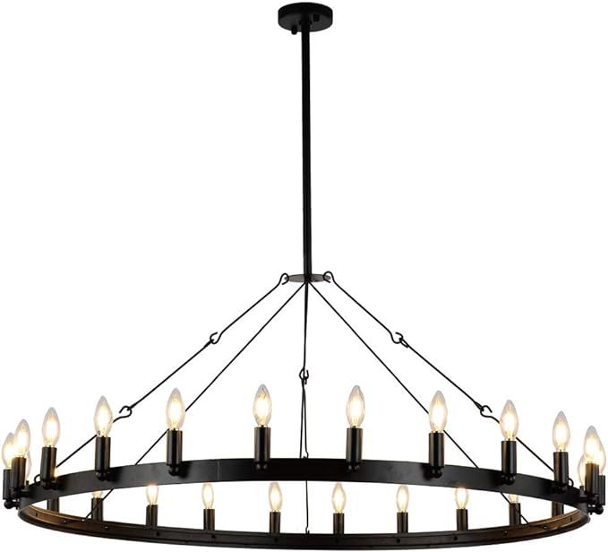 Aiwen Wrought Iron Lamps Country Retro Simple Chandelier (Black (24 lamp Holders)) | Amazon (US)