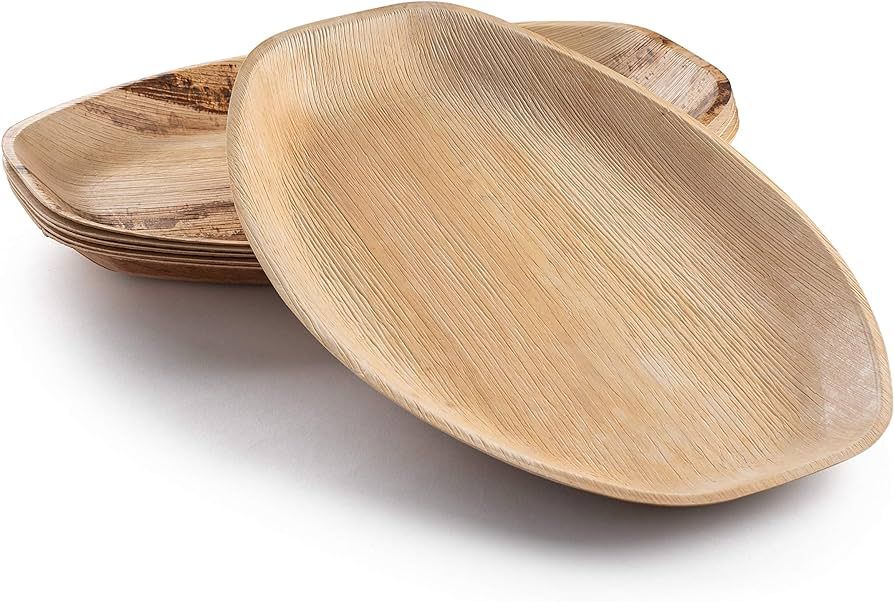 brheez Disposable Bamboo Look - Pack of 6 Oval Serving Platters - 15"x10" Made From All Natural S... | Amazon (US)