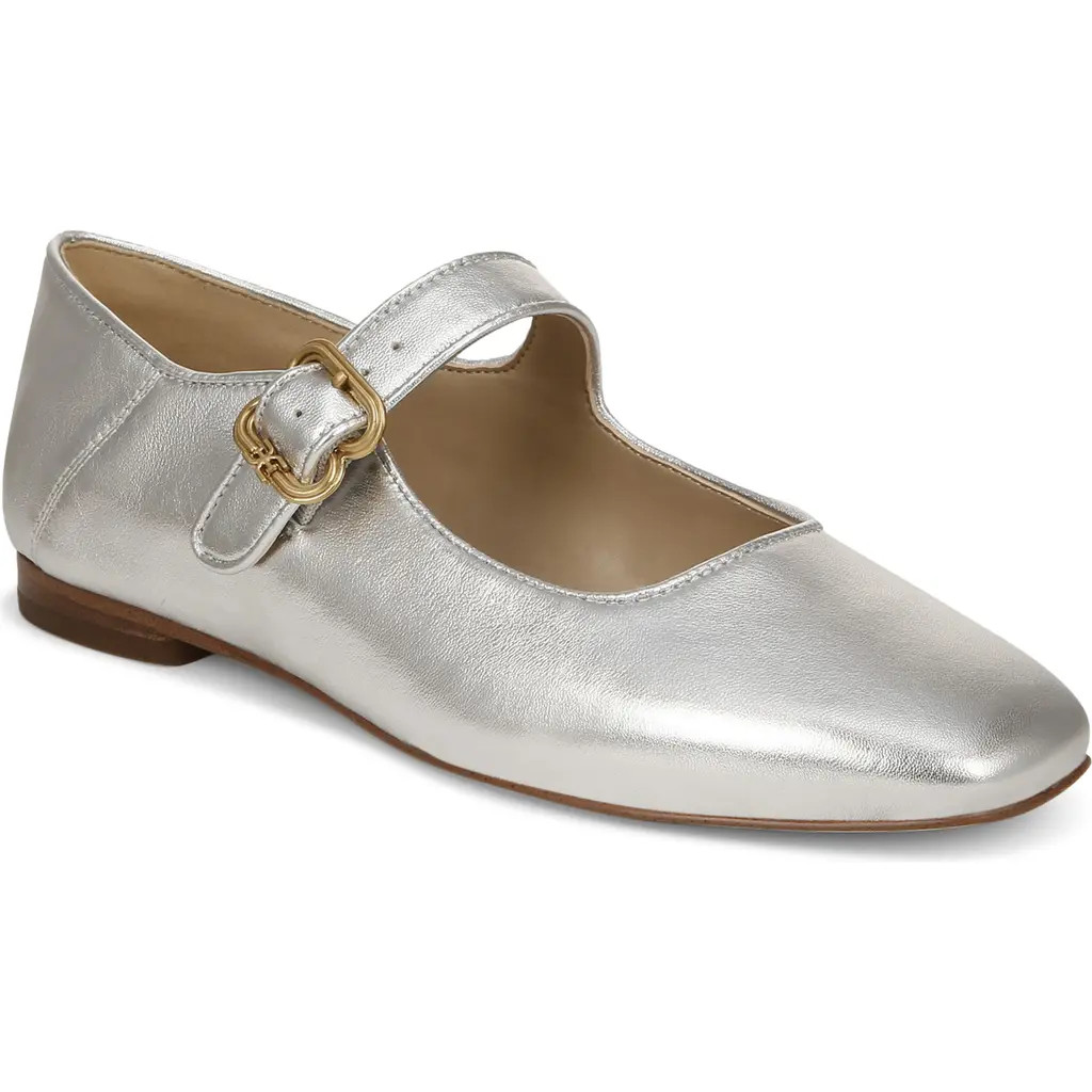Sam Edelman Michaela Mary Jane Flat in Soft Silver at Nordstrom Rack, Size 5 | Nordstrom Rack