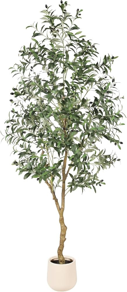 7ft Olive Trees Artificial Indoor with Planter- Tall Faux Olive Tree 7 feet (84") with Pot, Fake ... | Amazon (US)