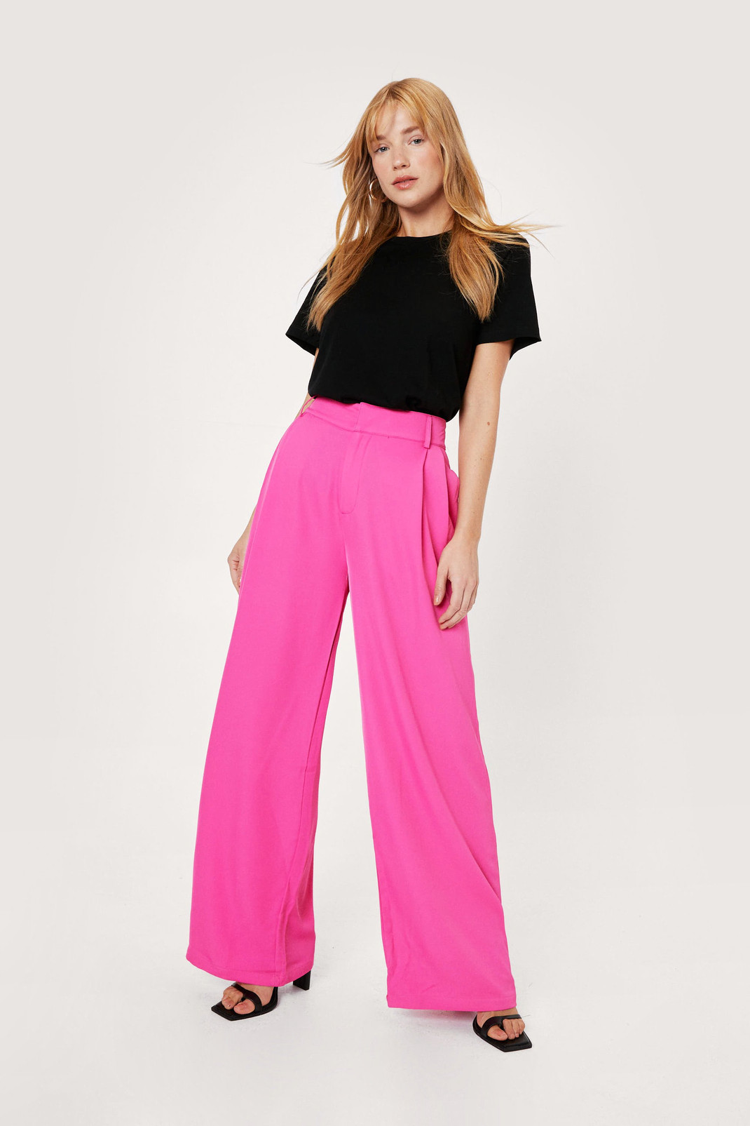Petite High Waisted Wide Leg Pants | Nasty Gal (US)