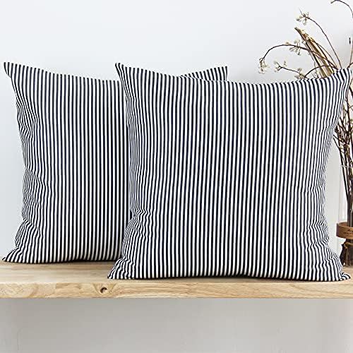 JOJUSIS Striped Throw Pillow Covers Soft Solid Farmhouse Classic Decorative Cushion Pillowcases f... | Amazon (US)