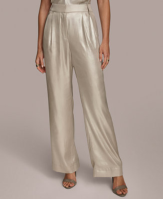 Donna Karan Women's Metallic Wide-Leg Pants  - Macy's | Macy's
