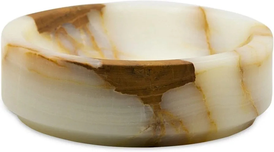 KhanImports Decorative White Onyx Stone Bowl, White Marble Snack, Candy or Key Bowl - 8 Inch | Amazon (US)