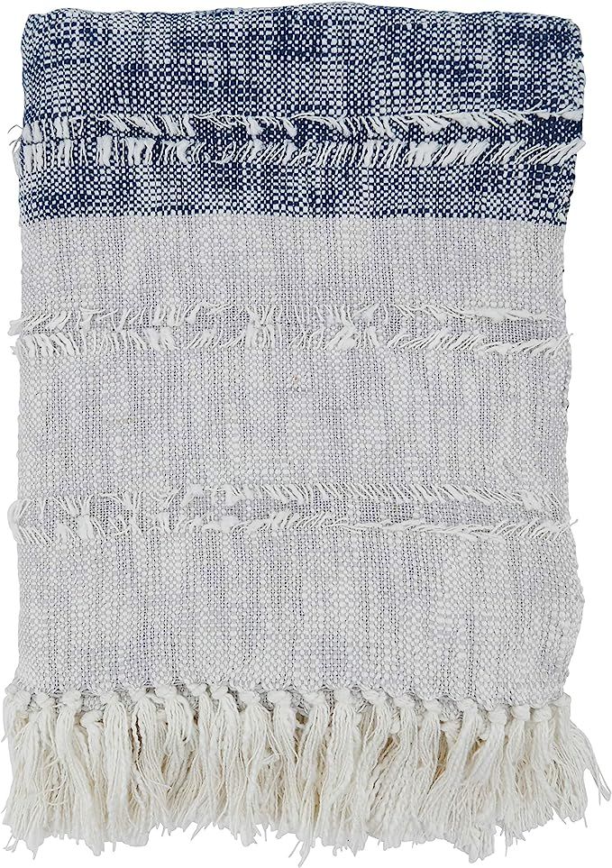 SARO LIFESTYLE Sevan Collection Color Block Throw Blanket, 50" x 60", Navy Blue | Amazon (US)