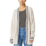 Lucky Brand Women's Textured Varsity Cardigan, Straw Heather Combo | Amazon (US)